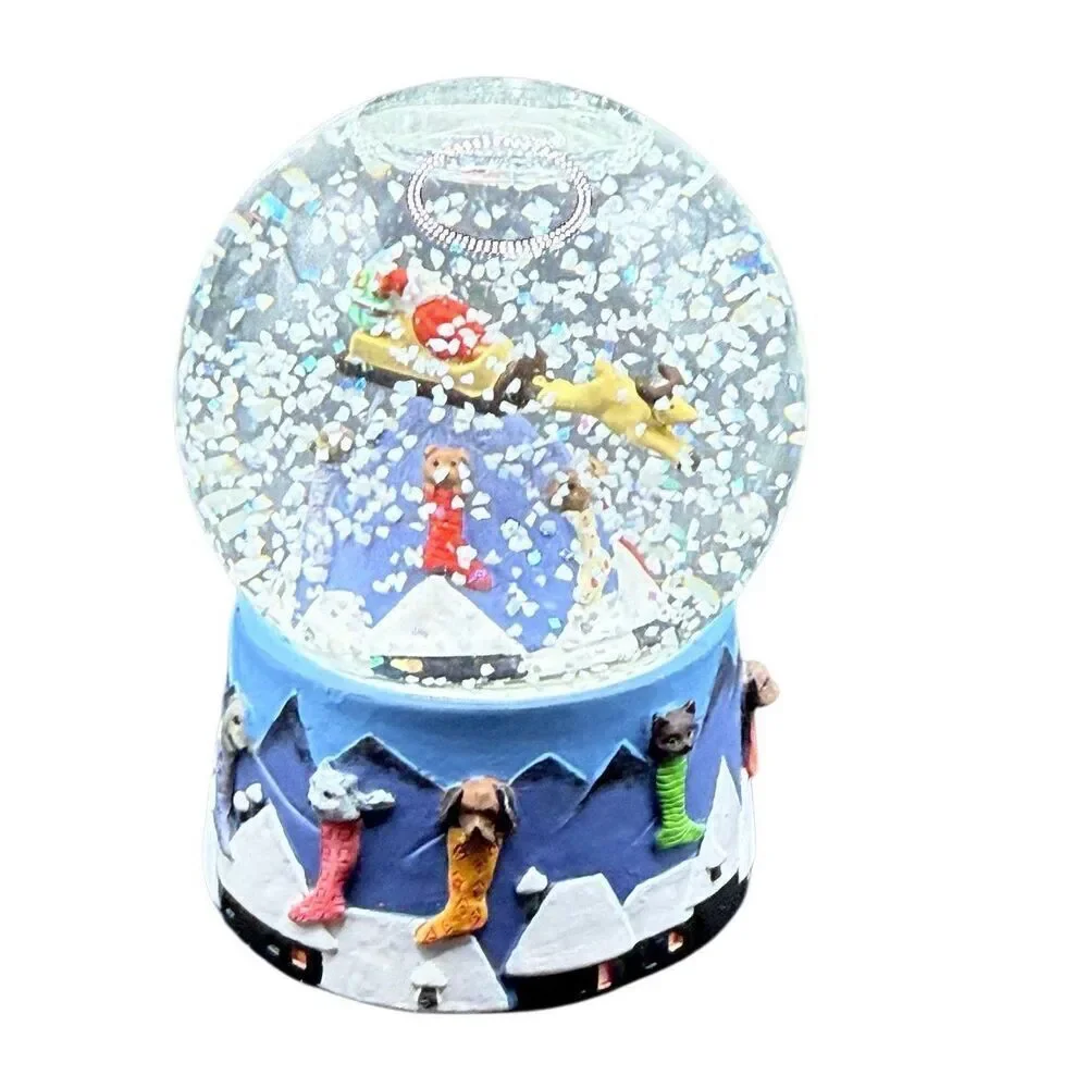 Neiman Marcus & Dept. 56 Collab Christmas 1991 Mini Snow Globe Santa & Sleigh